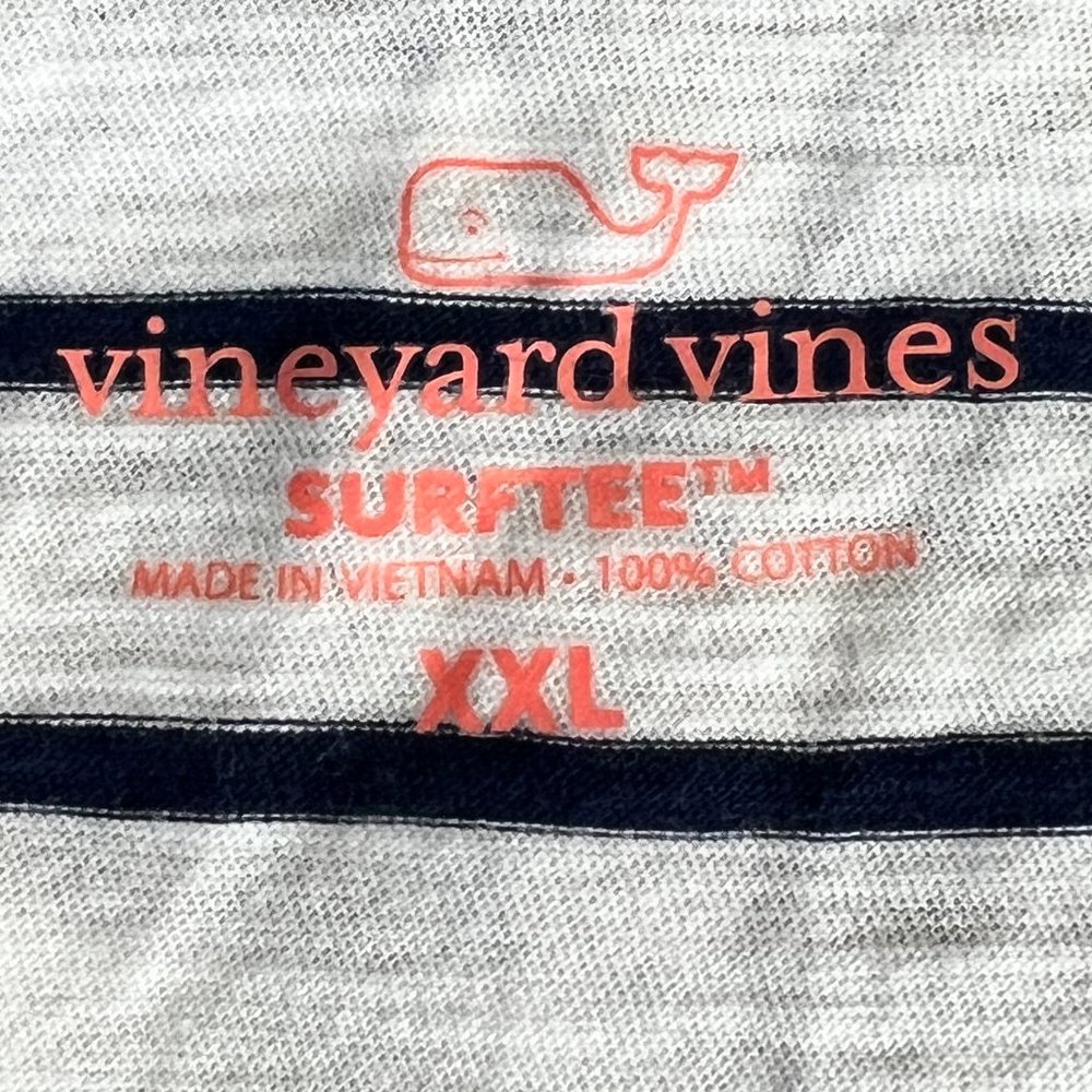 Vineyard Vines Surftee White & Navy Blue Stripes Orange Trim Top T-Shirt… - Picture 2 of 7